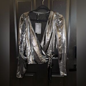 New Vera Moda silver wrap around top